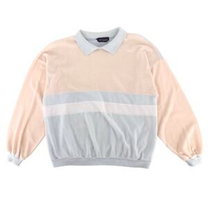 80s pastel velour collared sweatshirt 1990s vintage
